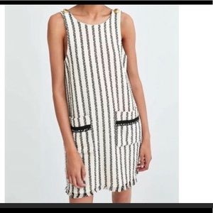 Zara black and white tweed sleeveless dress